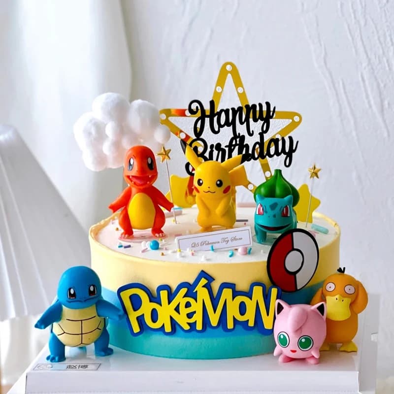 13 Pz/set Pokemon Cake Topper Pikachu Anime Figure Happy Birthday Pokemon Pie Decoration Supply Boy Ornaments Hair Gift