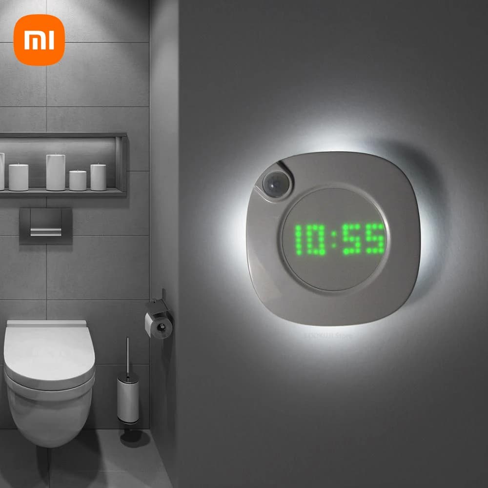 Youpin Toilet Night Light With Battery USB Lamp Clock With LED Light Motion Sensor For Toilet Bathroom Wardrobe Magnetic Wall Lamps