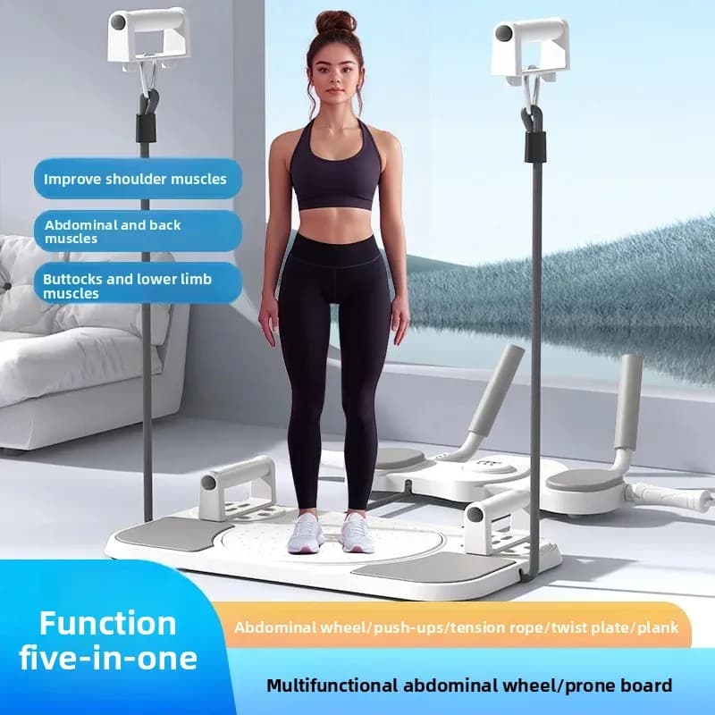 5-in-1 Multifunctional Ab Roller Men Abdominal Muscle Trainer Vest Line Workout Weight Loss Home Fitness Plate Equipment