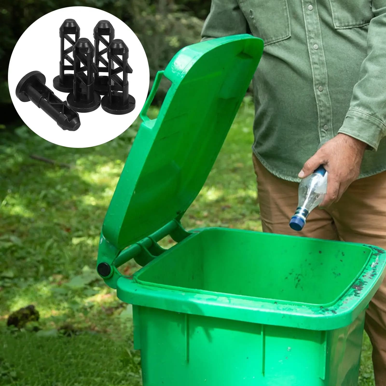 5 Pezzi Perni di Collegamento per Coperchio Bidone della Spazzatura, Fibbie in Plastica per Pattumiera Esterna da 240L, Accessori di Ricambio per Cerniere