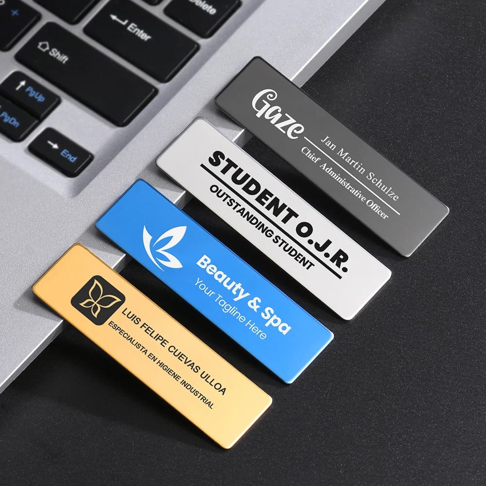 1 pz incisione laser gratuita nome porta badge in acciaio inossidabile targhetta in metallo distintivi materiale vuoto 70x20mm spille personalizzabili pin