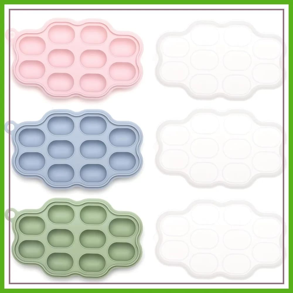 Silicone Nibble Freezer Tray (3 Pack), Baby Breastmilk Popsicle Molds, Fruit Feeder Teether Tray, Homemade Baby Food Maker