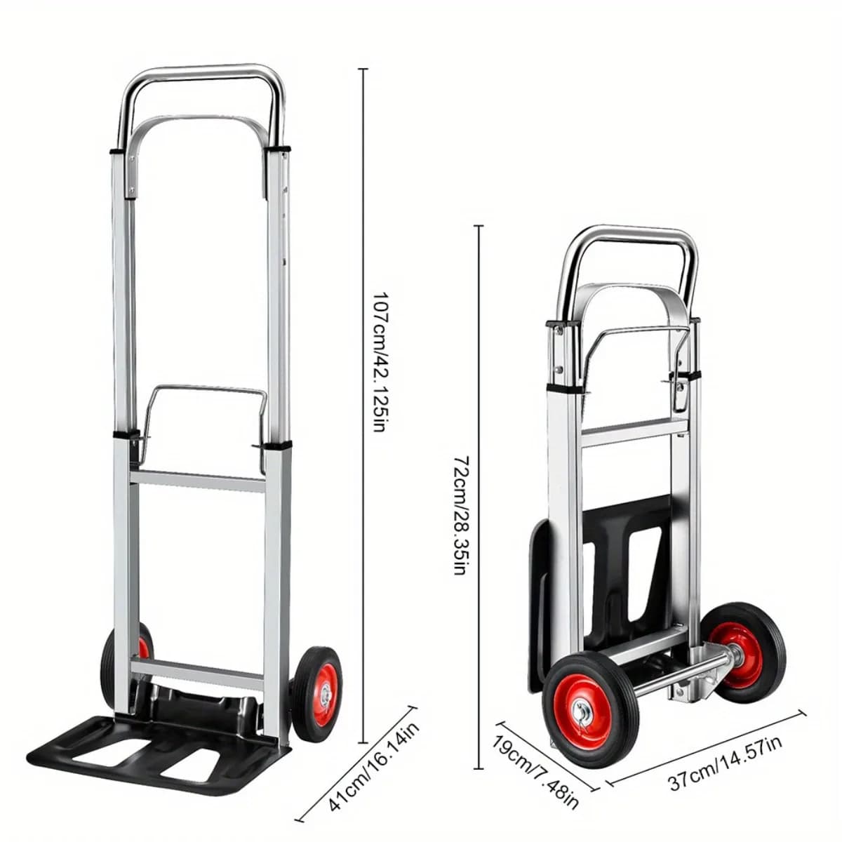 Carrello Pieghevole Robusto – Carrello Telescopico in Alluminio con Ruote per Tutti i Terreni per Casa e Magazzino