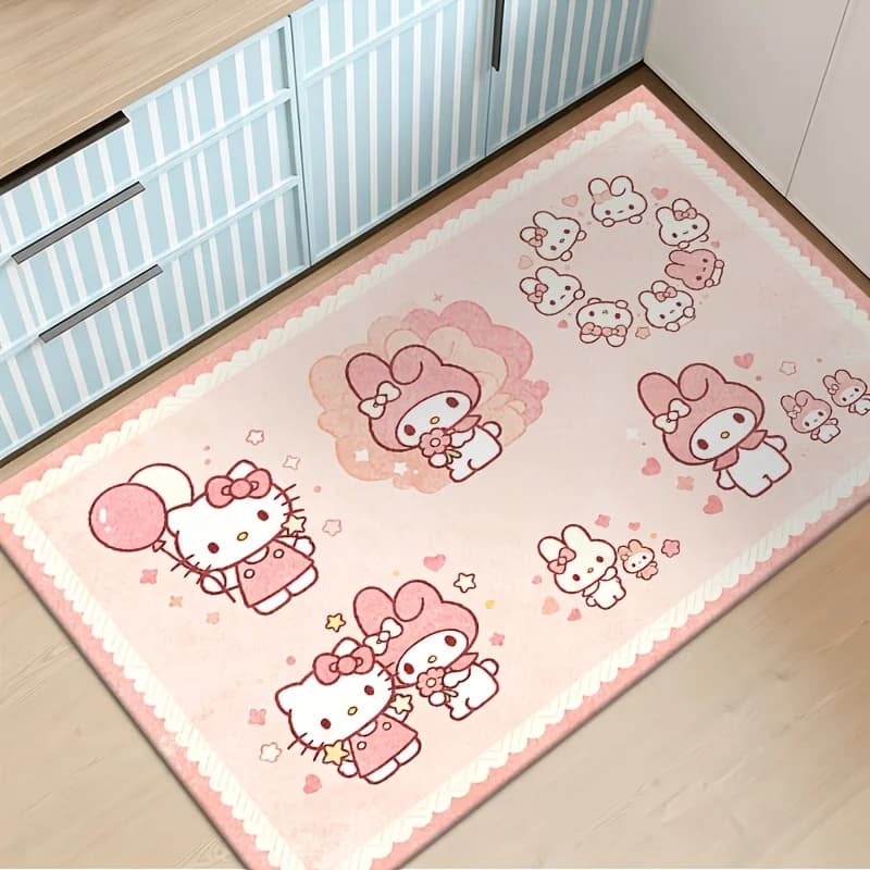 Charming Floral Wreath With Small Pet Characters Area Rug Soft Romantic Dreamy Design Carpet For Home Interior