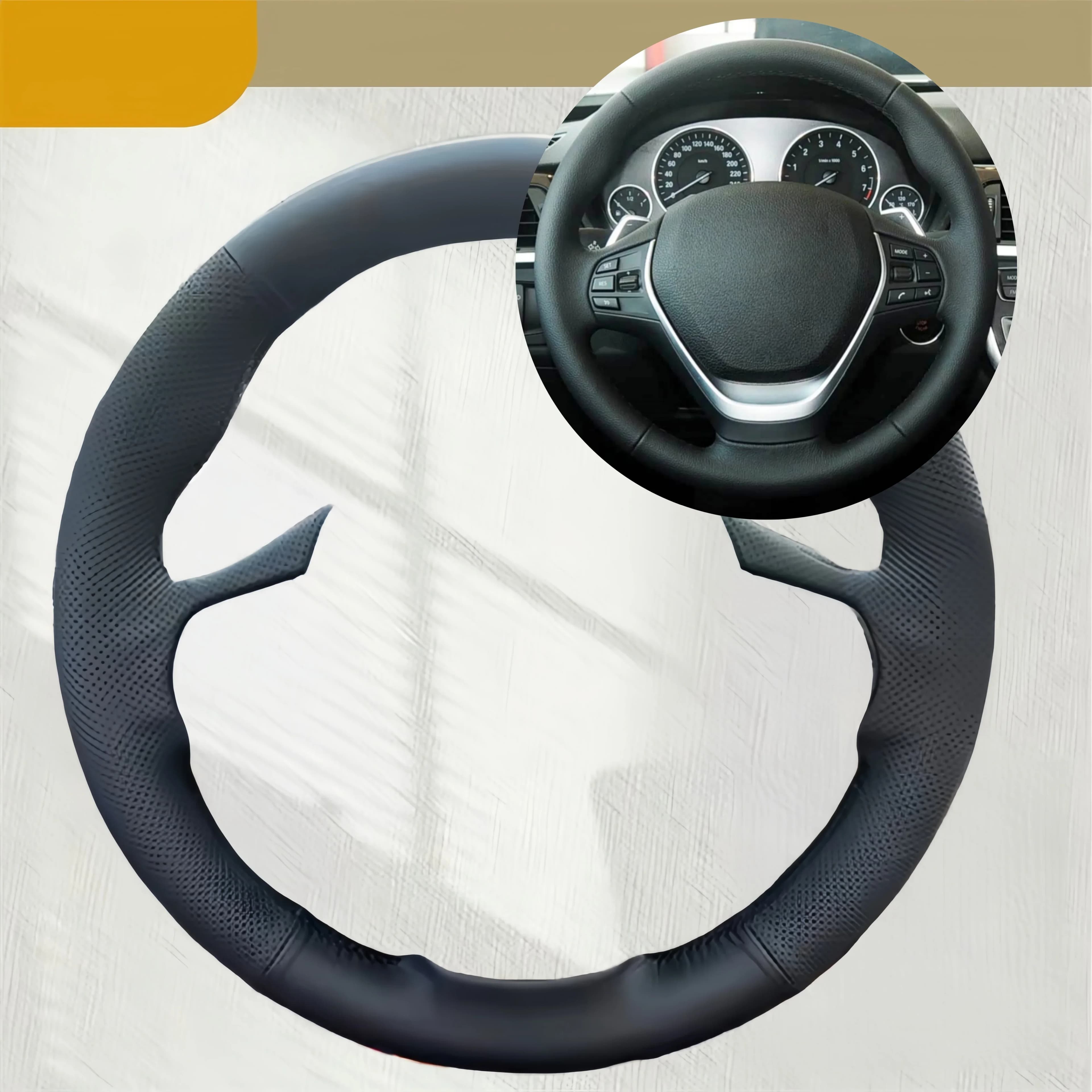 Coprivolante per auto nero per BMW F20 F21 F22 F23 F30 F31 F34 Accessori per auto antiscivolo in pelle artificiale
