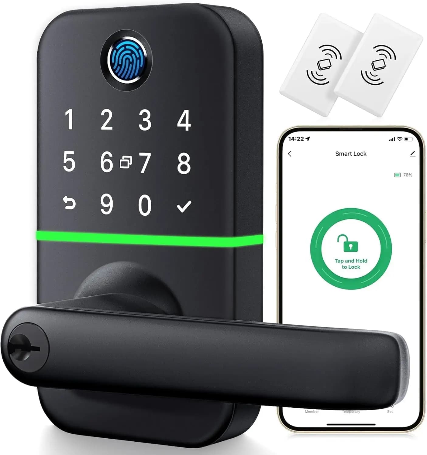Serratura Intelligente Senza Chiave con Impronta Digitale, Tastierino e Controllo App - Facile Installazione per la Sicurezza della Porta d'Ingresso
