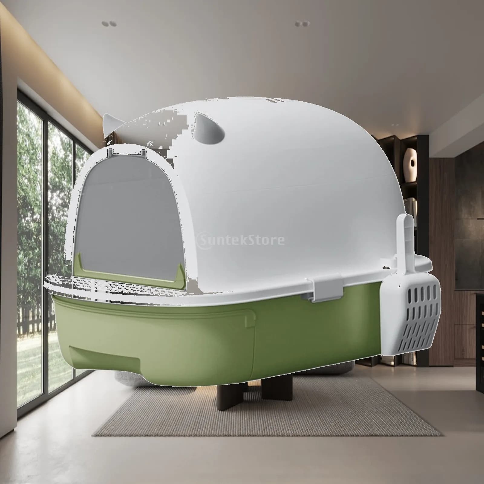 Lid Litter Box Reusable Large Enclosed Covered Litter Box With Front
