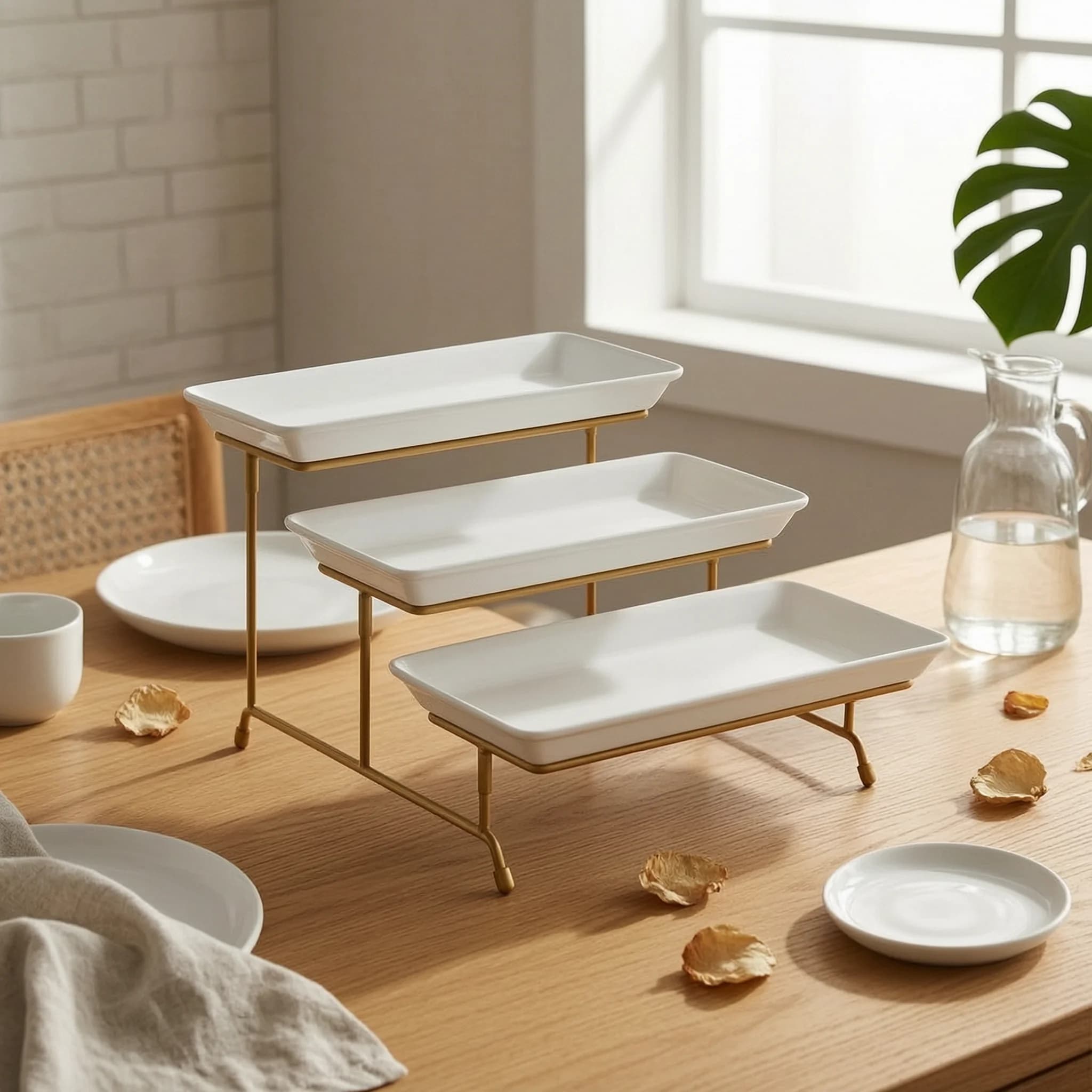 3-Tier Dessert Stand Multifunctional 3 Tier Serving Stand Three Level Buffet Display Rack Sturdy Triple Layer Fruit Tray