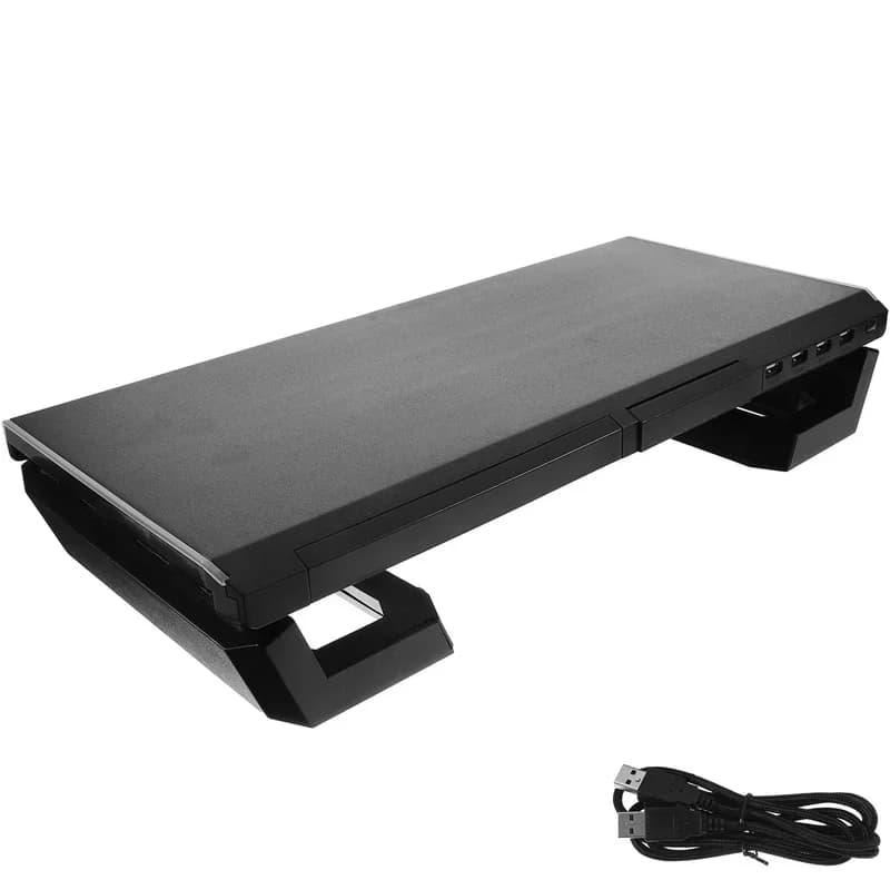 Plastic Laptop Monitor Riser Computer Shelves Desk Holder High Lift Desk Ganizer Office Supports USB Door Lights RGB