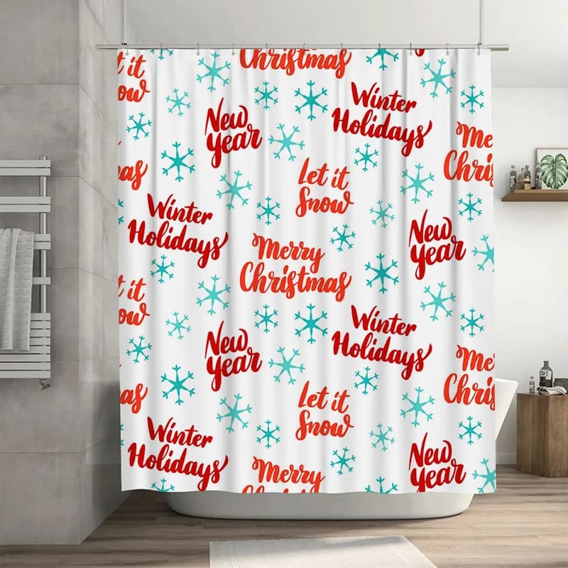 TU Buon Natale Tenda da doccia Festivo Vacanze invernali Decorazioni per la casa Set da bagno natalizio in fattoria Impermeabile personalizzato