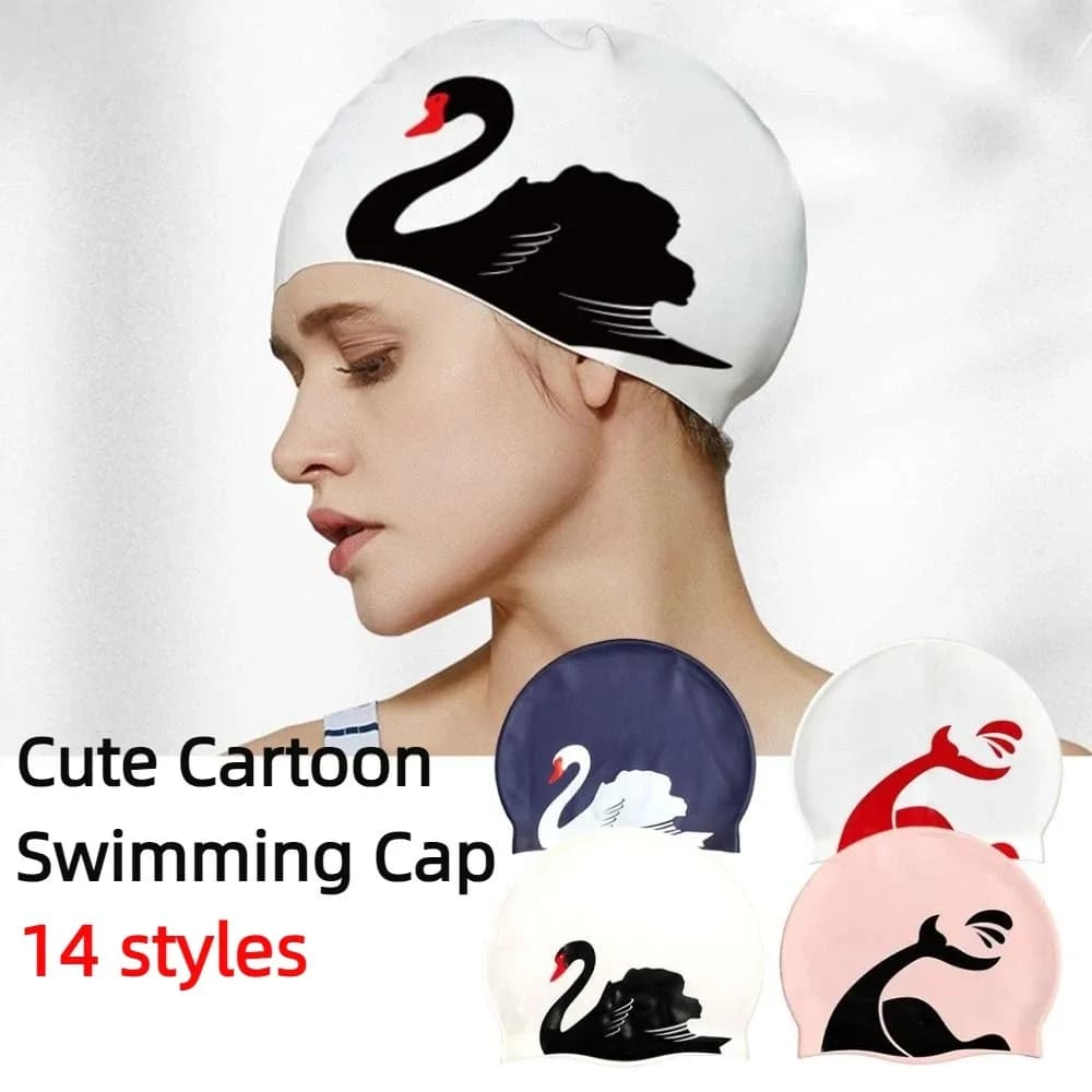 Plus Size Swimwear with Ear Protection, Elastic Silicone Dive Hat, Professional Bath Headphones
