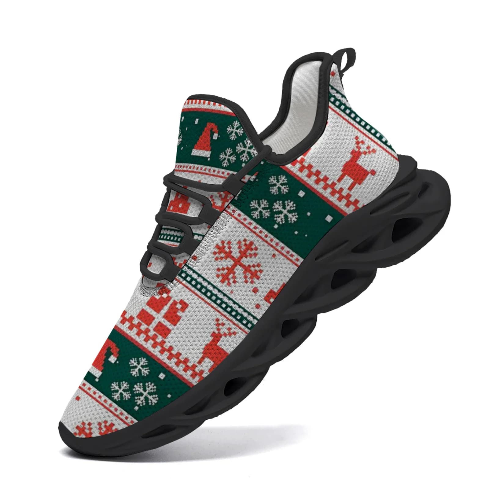 Scarpe sportive casual a righe in stile mosaico natalizio, per uomo e donna, scarpe leggere da passeggio e corsa, scarpe in rete