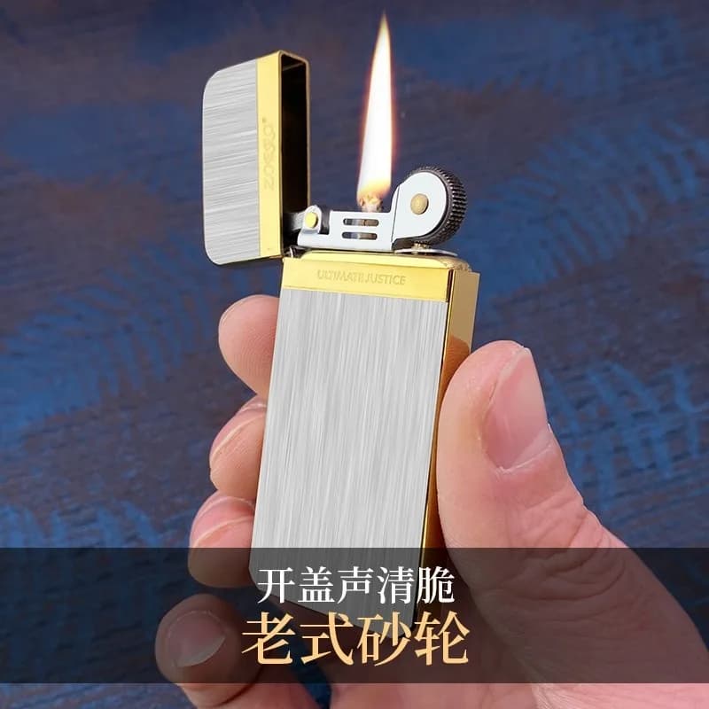 Zorro Ultra-thin Brass Kerosiene Lighter Men's High-end Grinding Wheel Ignition Windproof Cigarette Lighter Smoking Gadget 0.6CM