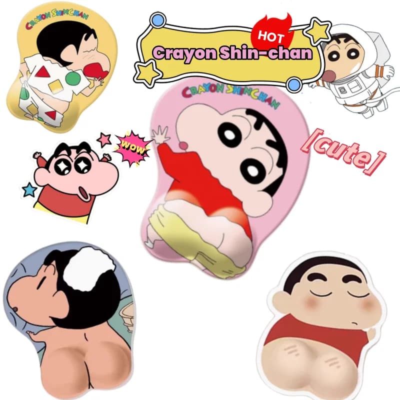 Crayon Shin-chan simpatico cartone animato comodo anime creativo tappetino da polso per mouse antiscivolo morbido e resistente all'usura di alto valore