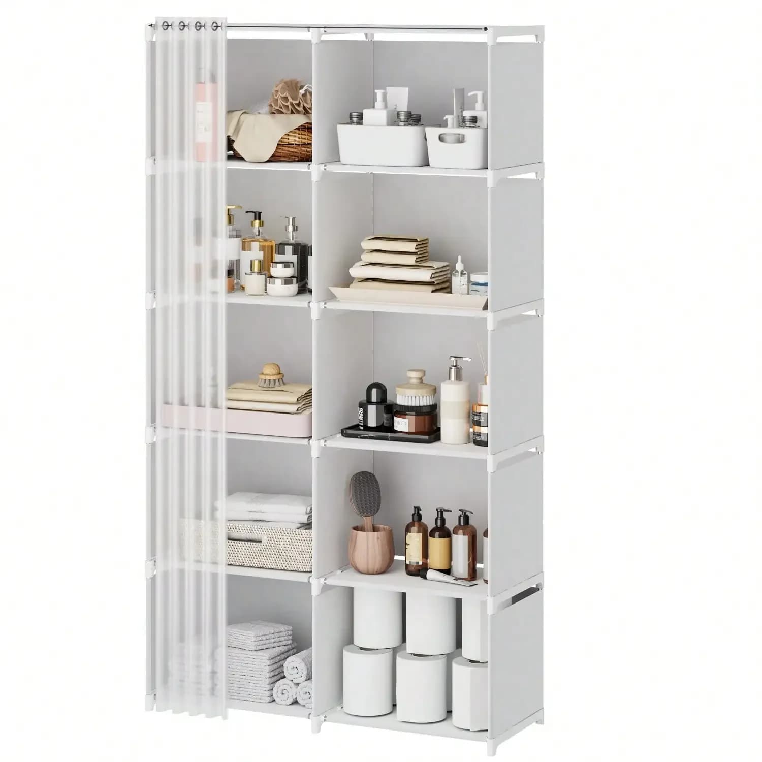 Organizzatore da Bagno Tomnk con 4/10 Scomparti, Mobiletto Salvaspazio con Ripiani Regolabili, Facile Montaggio