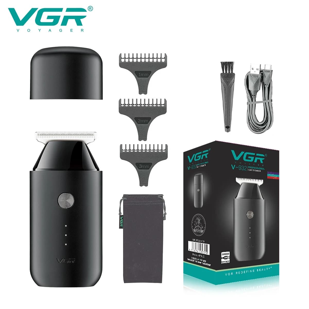 VGR Mini Haircut Professional Zero Cordless Barba Trimmer Electric Cutting Machine Rechargeable Haircut for Men V-932