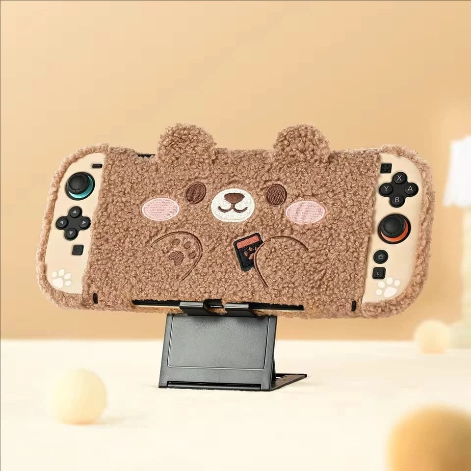 Custodia Peluche GeekShare Compatibile con Switch 2 (2025) NS2, Cover Protettiva per Console e Controller Joy-Con, Orsetto Peluche