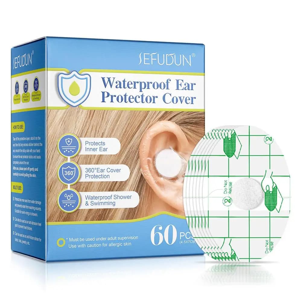 60 pcs waterproof plastic ear protectors for children and adults, disposable ear covers, ear stickers, swimming ear covers