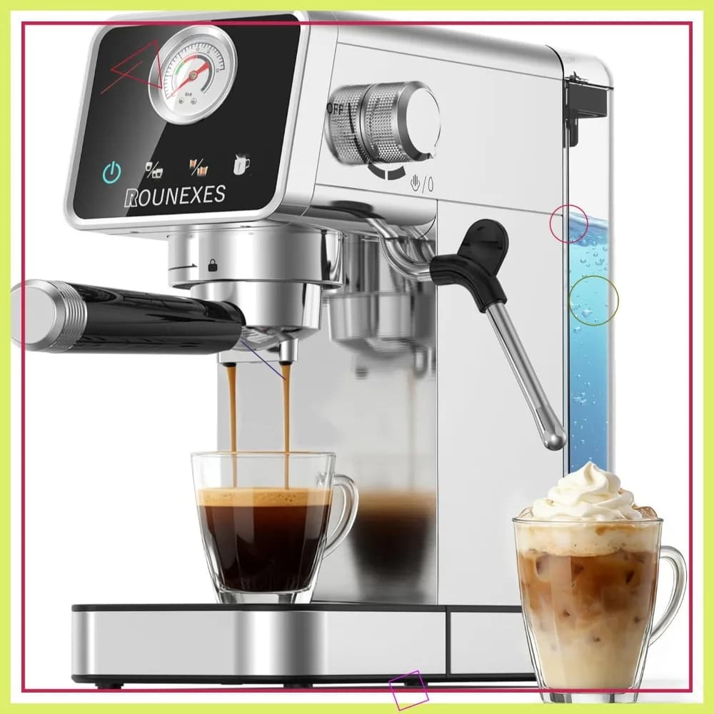 Macchina per Espresso Semi-Automatica da 20 Bar con Montalatte per Casa e Ufficio