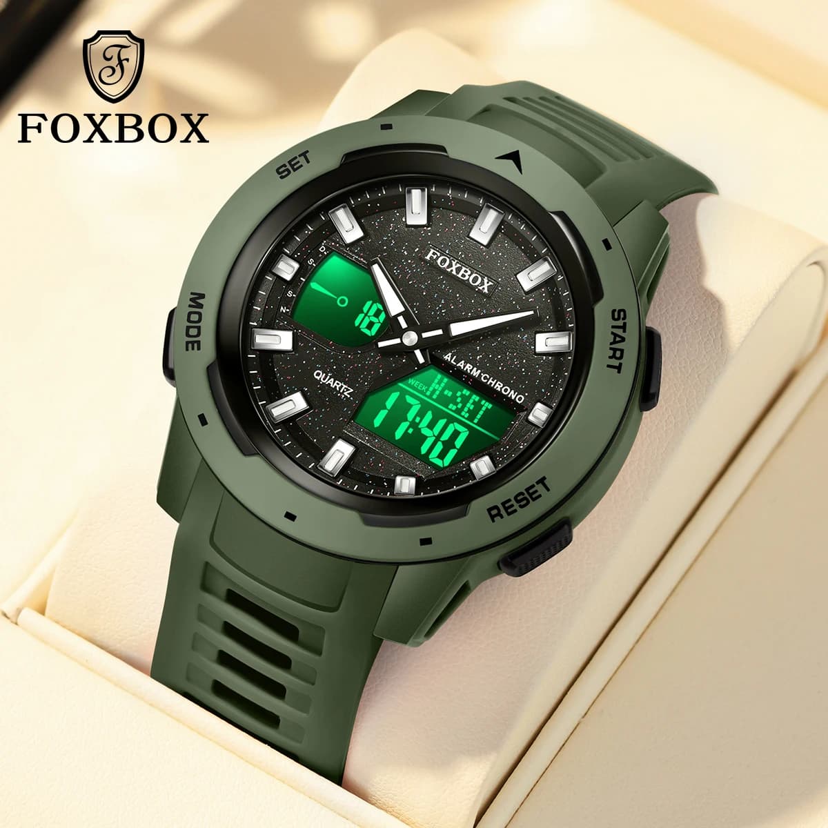 Foxbox Nuovo Orologio da Polso Sportivo Casual da Uomo, Digitale al Quarzo, Cronografo, Impermeabile, Luminoso, Antiurto con Display Data e Settimana