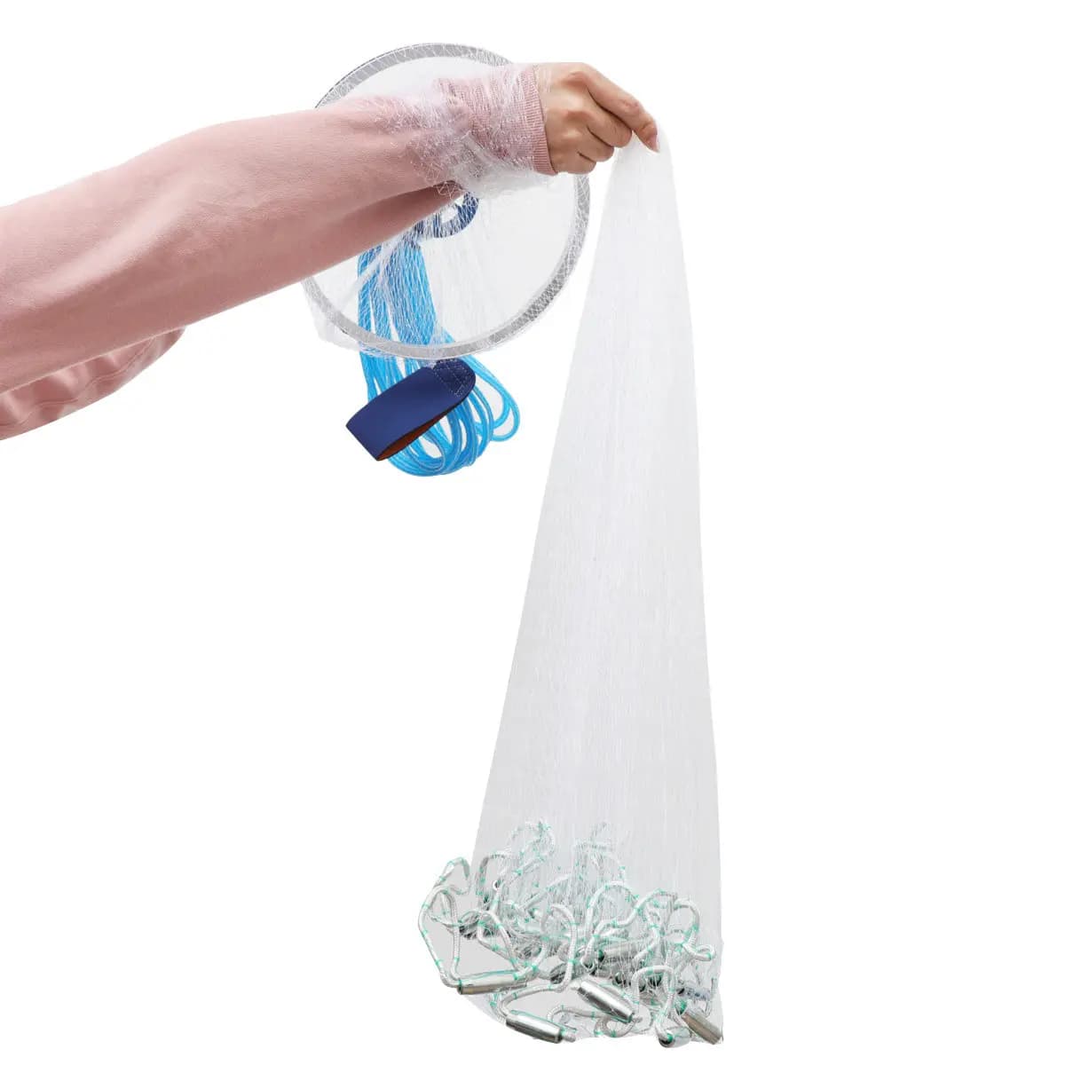 Rete da Pesca Pieghevole 3,6m con Maglia Telescopica per Gamberi d'Acqua Dolce e Salata, Gabbia Portatile per Gamberetti