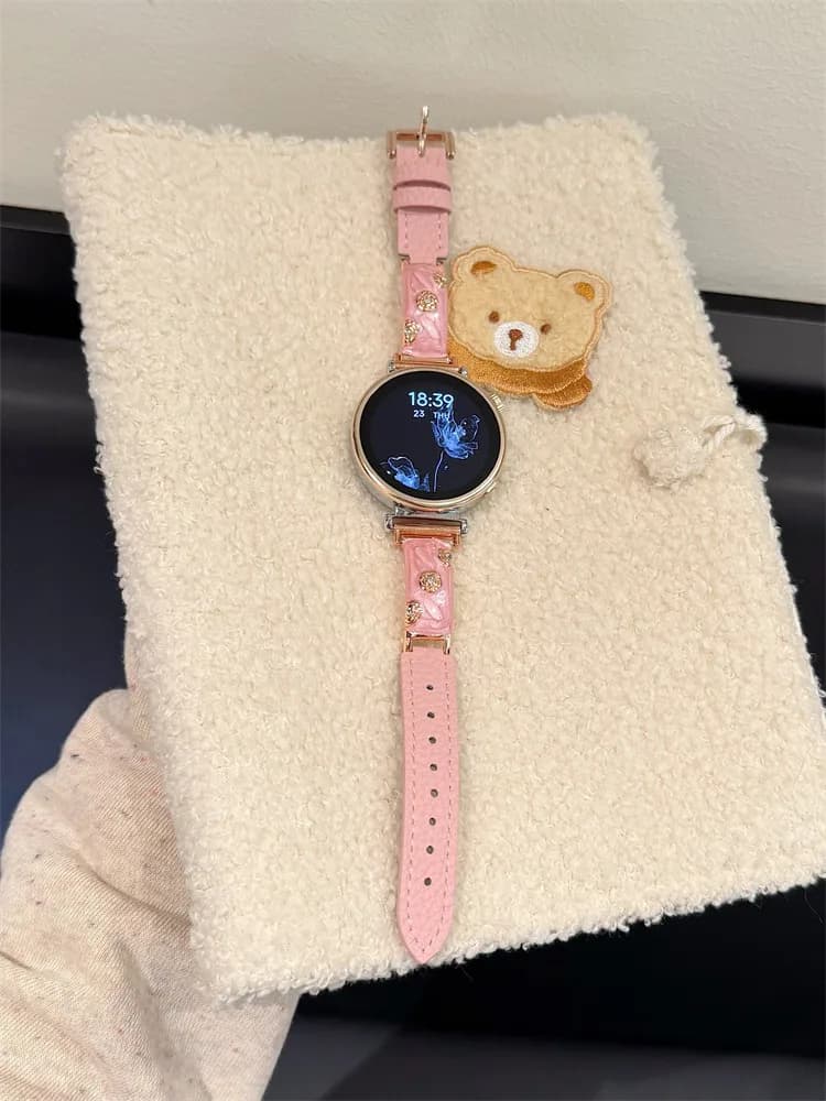 Cinturino alla moda in pelle con fantasia di semi di pesce da 22 mm/20 mm/18 mm adatto per Huawei GT5/GT5 Pro/GT4/GT2/GT2/3/4