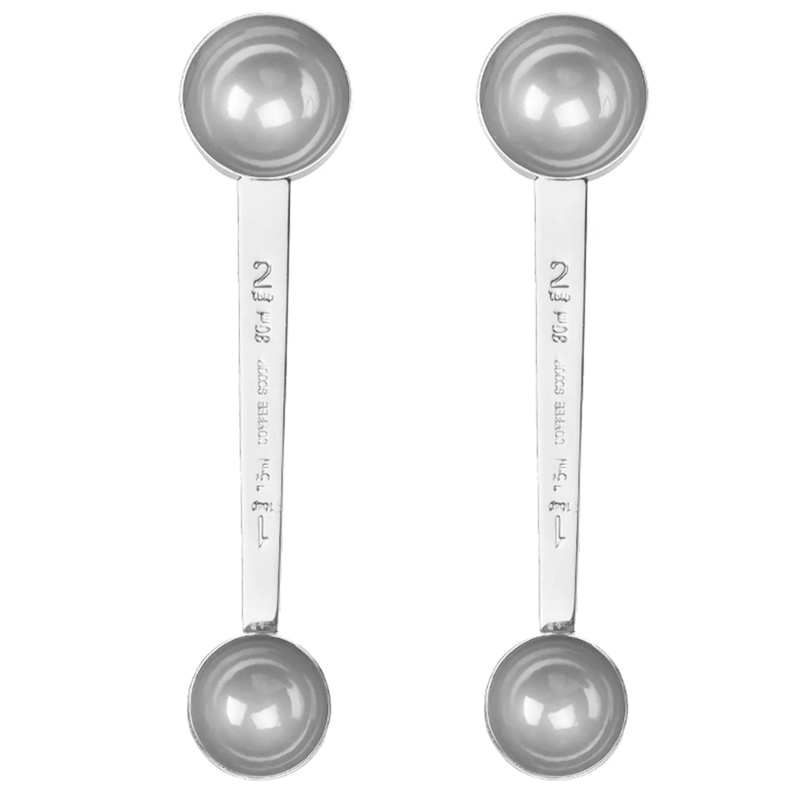 2Pcs Stainless Steel Double Head Measuring Spoon Coffee Bean Scoop Grain Scoop Kitchen Baking Cooking Protein Powder Measuring