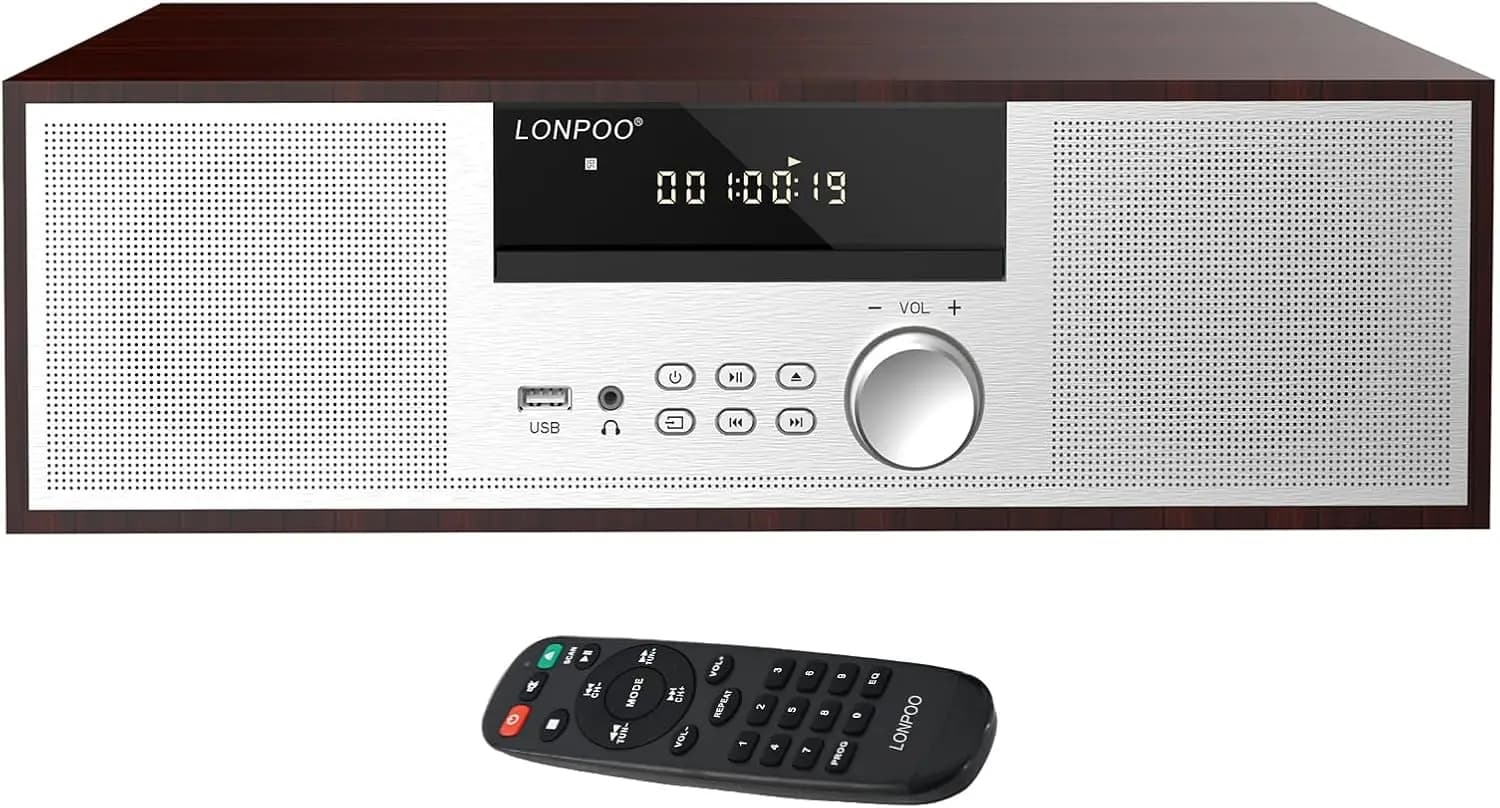 Sistema Stereo Vintage con Bluetooth, Radio FM, Riproduzione MP3 USB, Ingresso Aux e Telecomando per Audio Domestico