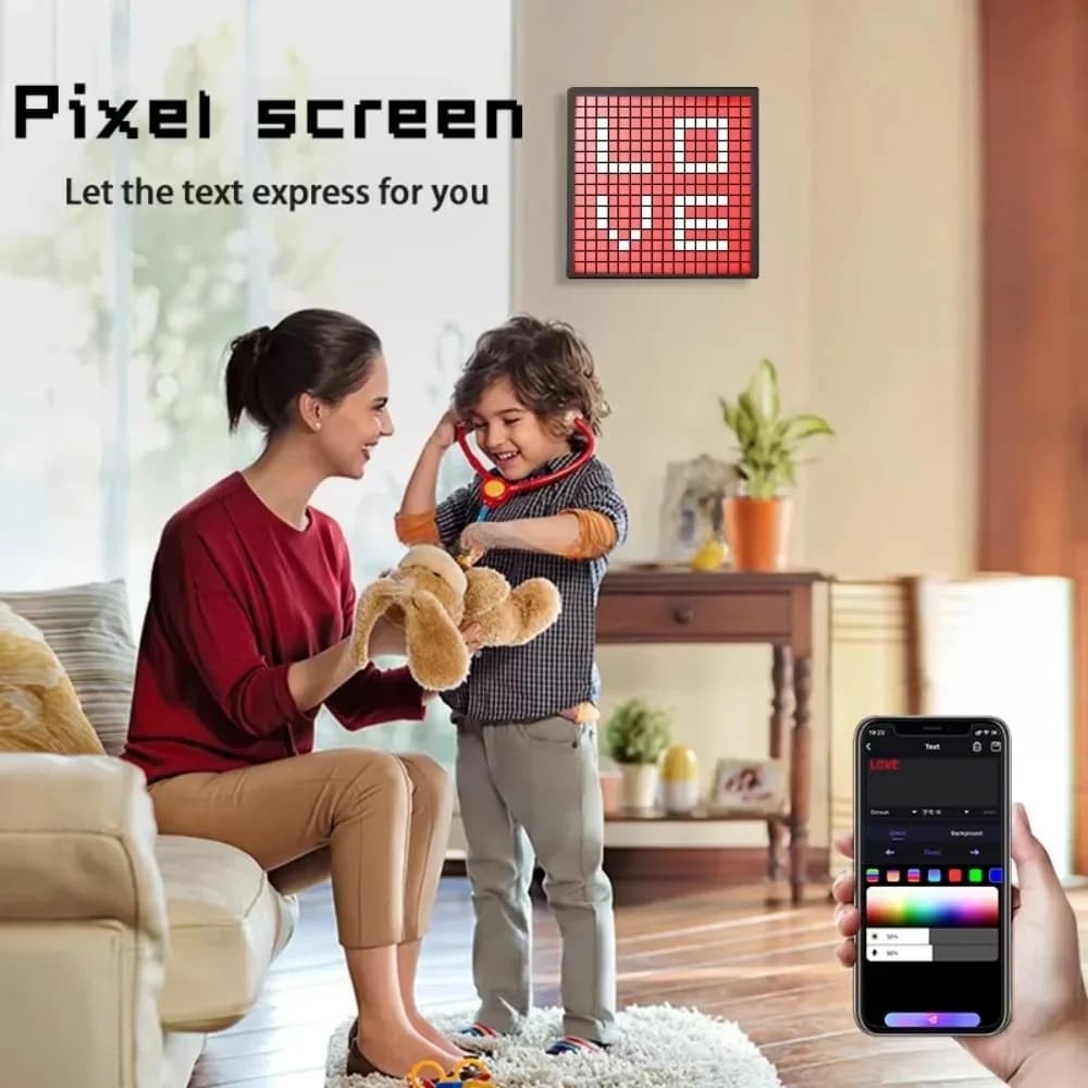 Cornice Digitale Programmabile con Display a Pixel, Controllo App, Luce Notturna, Testo Personalizzabile, Decorazione per Casa e Sala Giochi