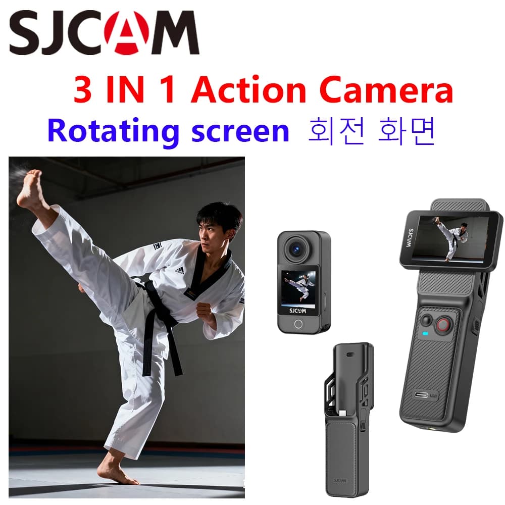 C400 Action Camera a Doppio Schermo Multiuso 4K Modulare per Casco Sportivo, Taekwondo, Dashcam, Set Regalo Standard