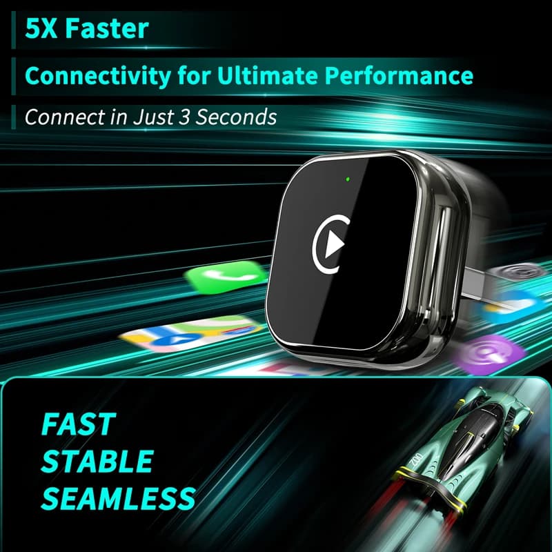 Adapter CarPlay Wireless 2 in 1 Android Cars Wired to Smart Box Wireless AI for All Cars Intelligent Systems Plug & Play
