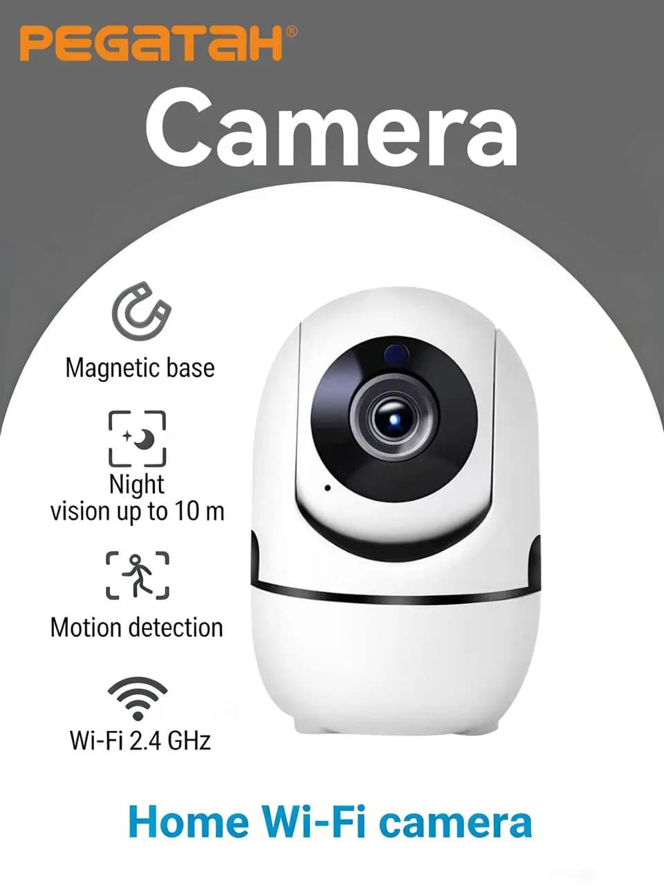 Telecamera di Sicurezza PTZ 360° PEGATAH 2K ° Monitor per Bambini con Rilevamento AI, Tracciamento Automatico, Visione Notturna e Sorveglianza per Casa Intelligente