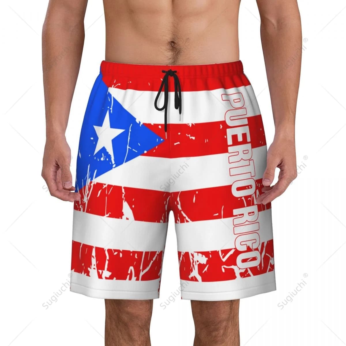 Men's Puerto Rico Flag Beach Pants Board Shorts Surfing Boys Soccer Cycling Swimwear Running Polyester