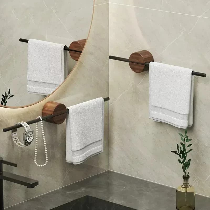 Scaffali portasciugamani in legno da 50 cm Appendiabiti portasciugamani da bagno Appeso a parete portasciugamani spazio mensola da bagno in alluminio portaoggetti da cucina