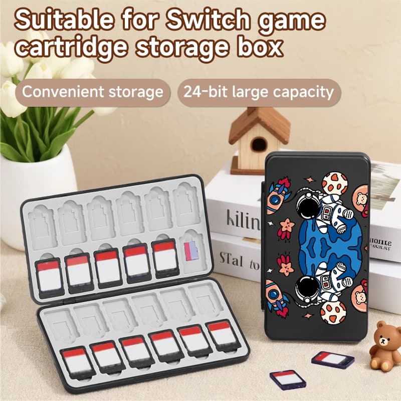 Compatibile con le custodie per carte da gioco Switch/OLED/Lite, questa custodia con 24 slot per carte da gioco e 24 slot per schede Micro SD
