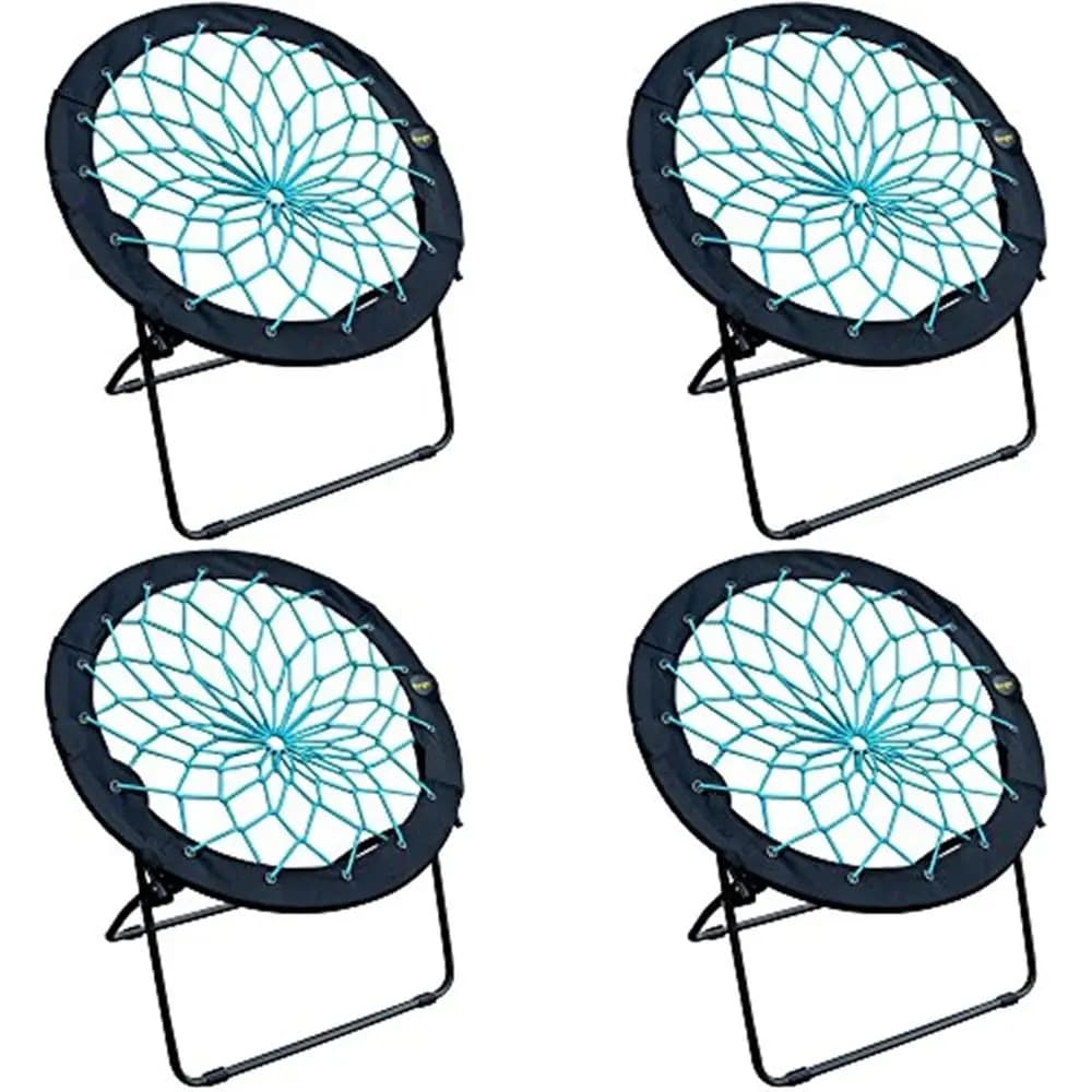 Set di 4 sedie pieghevoli con 32 elastici - Sedute leggere e portatili per adolescenti, adulti, dormitori, camere da letto, campeggio e gaming - 225 libbre