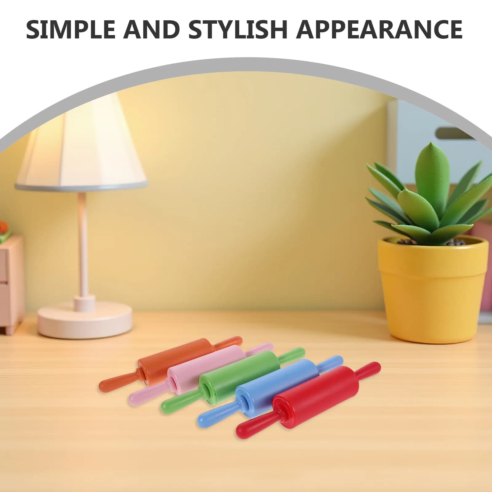 5Pcs 8.65 Inch Mini Plastic Rolling Pin Safe Lightweight Dough Roller Baking Kitchen Play Accessories