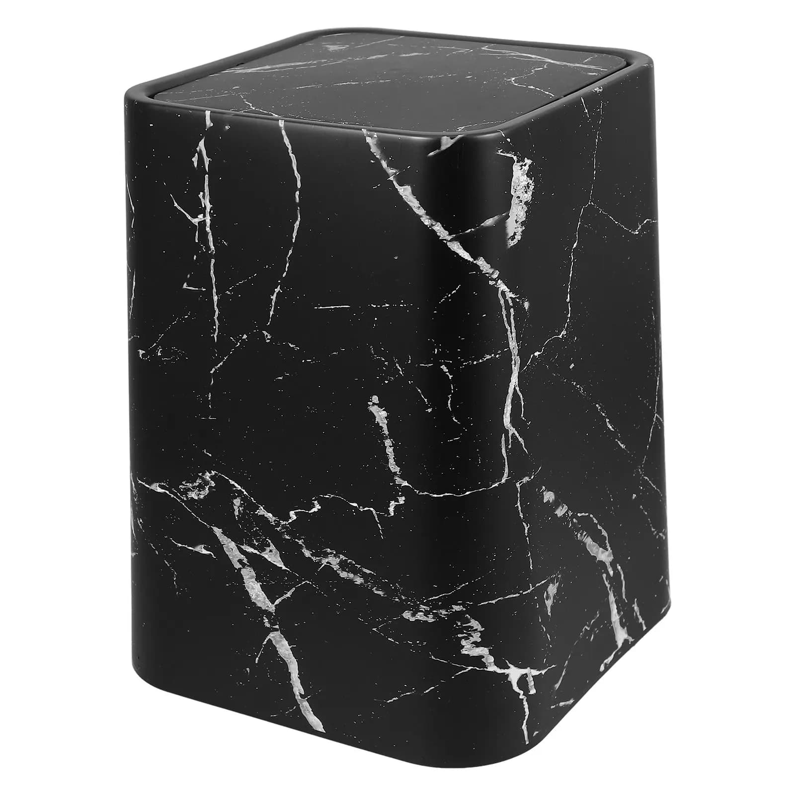 Cestino per Rifiuti con Coperchio Effetto Marmo, Moderno ed Elegante, per Cucina, Soggiorno, Bagno, Ufficio, Camera da Letto