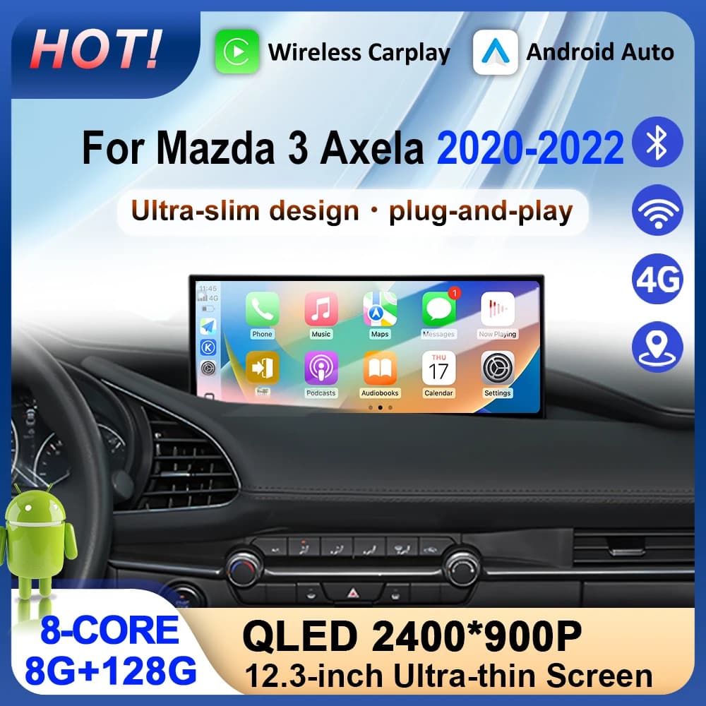 2400*900P Per Mazda 3 Axela 2020-2022 12.3 schermo Autoradio Multimediale Lettore Video Navigazione GPS Android No DVD