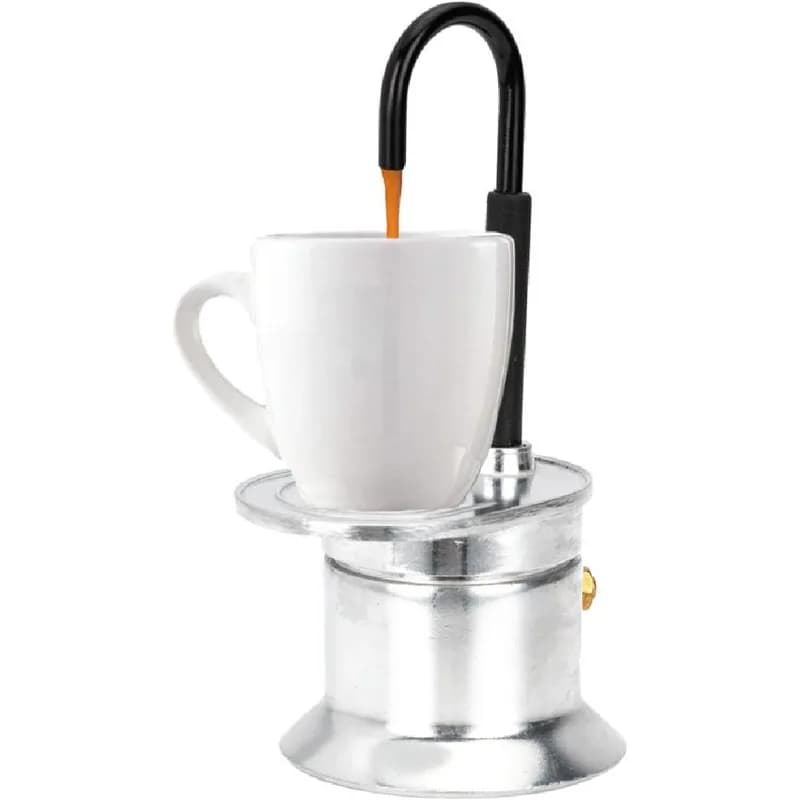 Caffettiera da Fornello, Mini Caffettiera Espresso da 1 Tazza 50ML con Beccuccio Singolo, Caffettiera Italiana Portatile per Campeggio all'Aperto