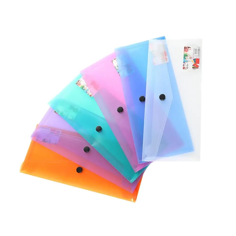 Cartelle per documenti da 6 pezzi Buste colorate Design con bottoni Custodia in plastica trasparente Borse portaoggetti portatili leggere per archivi di file