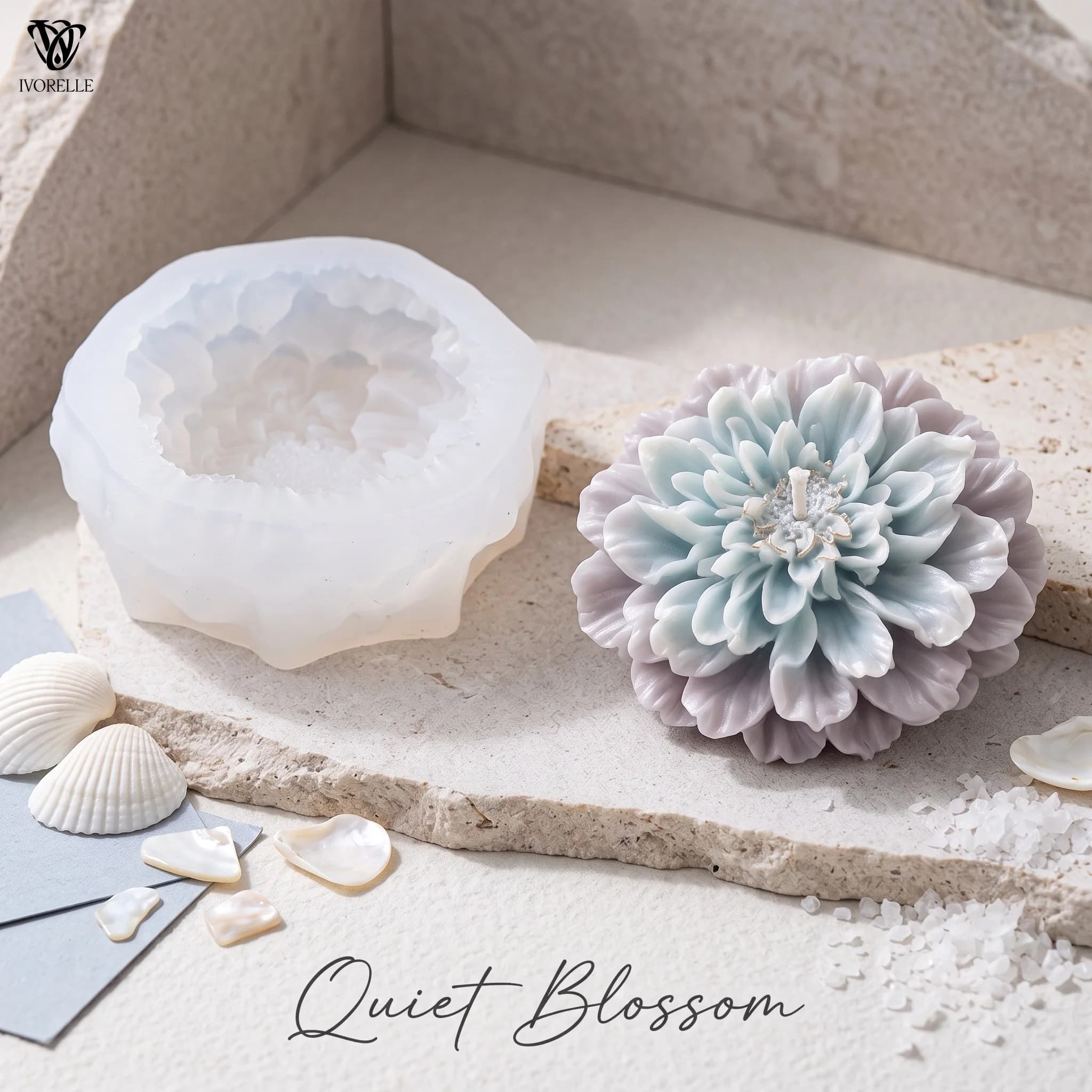 IVORELLE Chrysanthemum Flower Silicone Candle Mold Layered Petals For Wax Resin Plaster Soap DIY Home Decor Craft