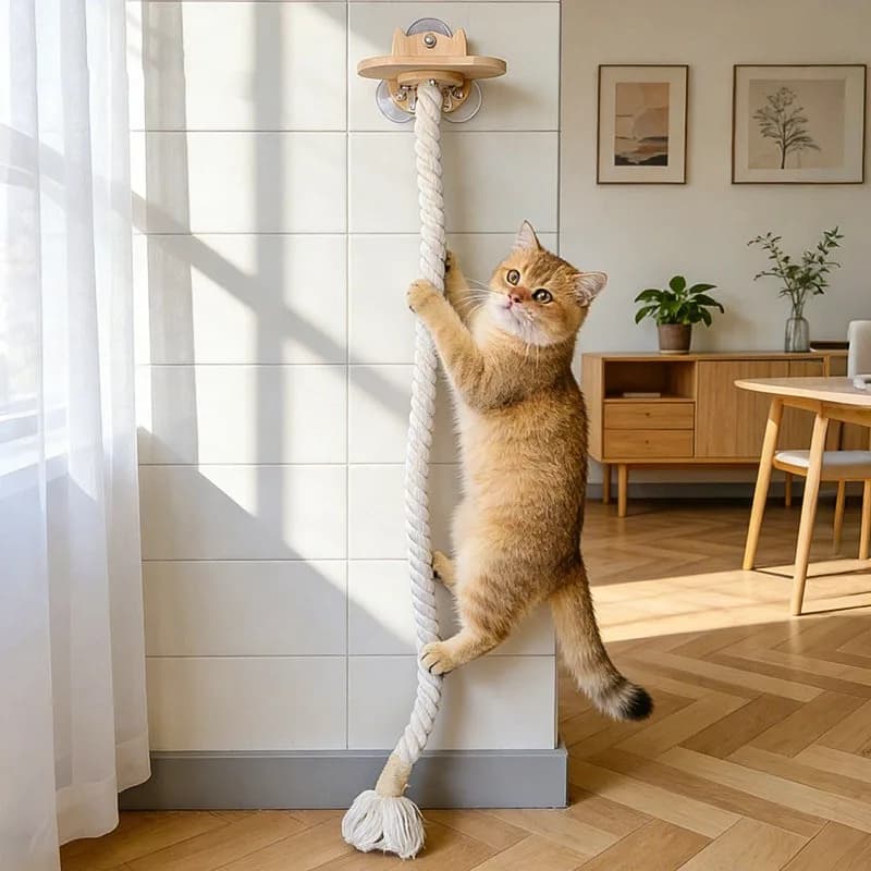 Tongtian cat climbing frame wall jumping platform cat tree standing upright suction cup type climbing rope cat
