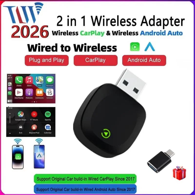TrolinkTek Wireless CarPlay Android 2026 Nuovo Adattatore Auto Intelligente Senza Complicazioni Plug&Play Stabile Connessione BT WiFi Aggiornabile OTA