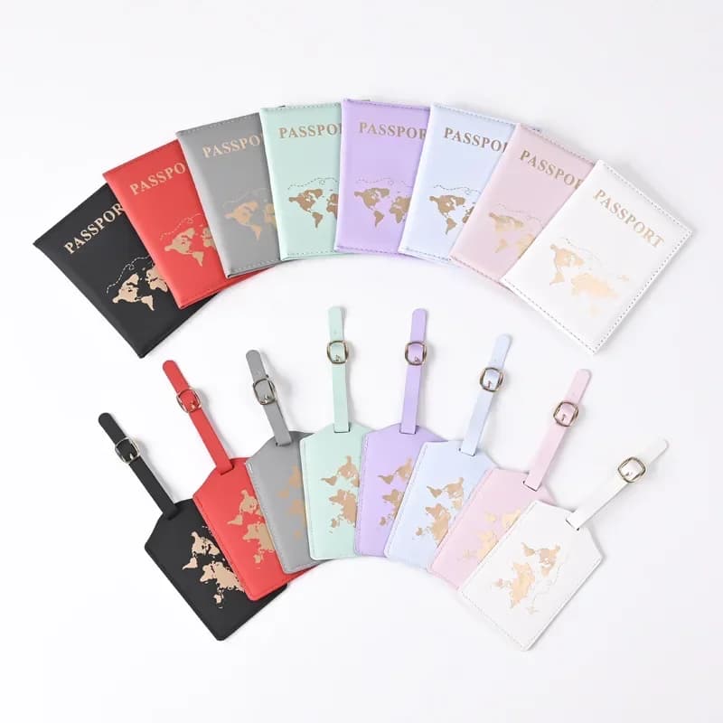 Set di custodie per passaporto da viaggio per donna e uomo Set di custodie per passaporto da viaggio per donna Borse con etichette per bagagli Borse Accessori da viaggio