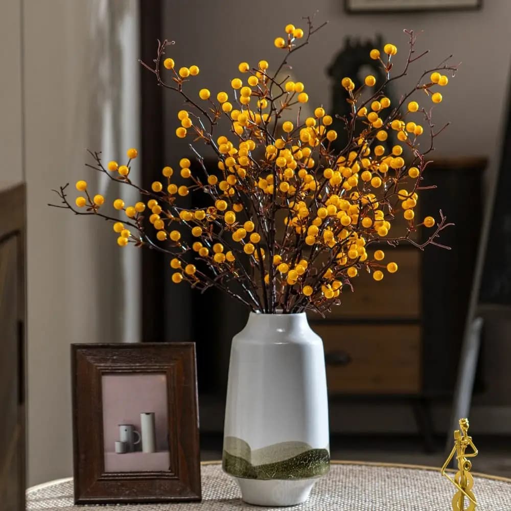 85cm Length Artificial Holly Little Red Fruit Berry Branch Red Berry Branch Artificial Plants Christmas Decor