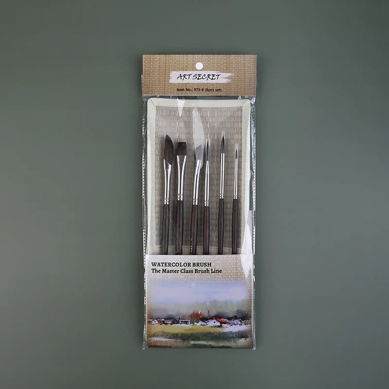 Artsecret New #973 Mixed Blue Squirrel Hair And Imported PBT Synthetic Hair Professional Watercolor Oil Painting Brush Set