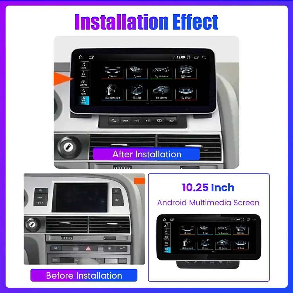 10.25 "Per Audi A6 2005-2011 Android Auto Stereo Radio Navigazione GPS Lettore Multimediale Carplay Android Auto IPS Bluetooth WIFI
