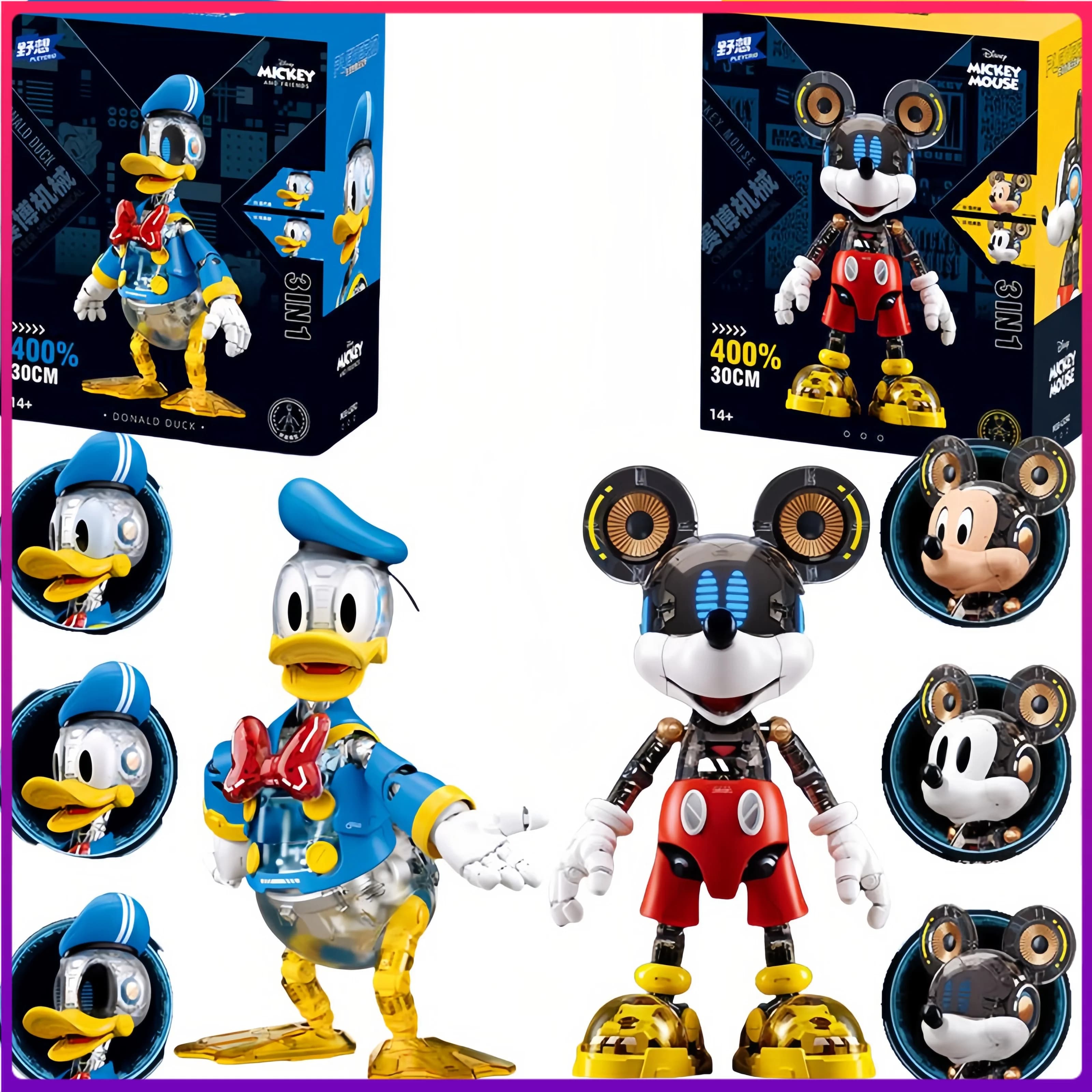 Modellino da Costruire Anime Cyber Mickey Donald Duck Meccanico Corazzato, Kit di Costruzione, Action Figure da Collezione, Ornamento, Regalo per Uomo