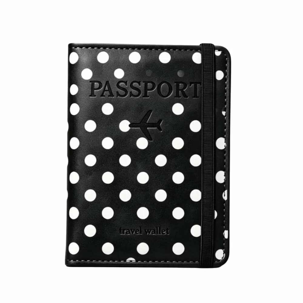 New Polka Dot Passport Holder Water Resistant with Elastic Band Passport Wallet Lightweight Passport Cover Travel